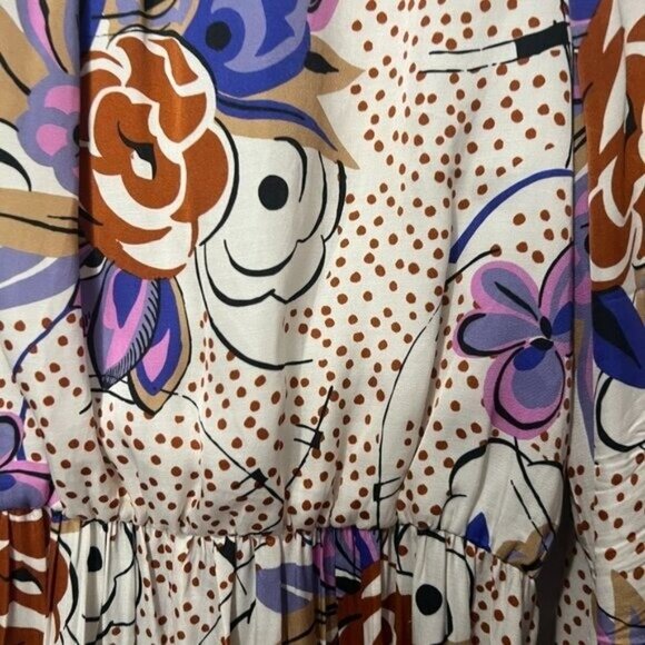 Les Rêveries Floral-print Matte Satin Midi Wrap Dress Size 12 - Picture 4 of 7